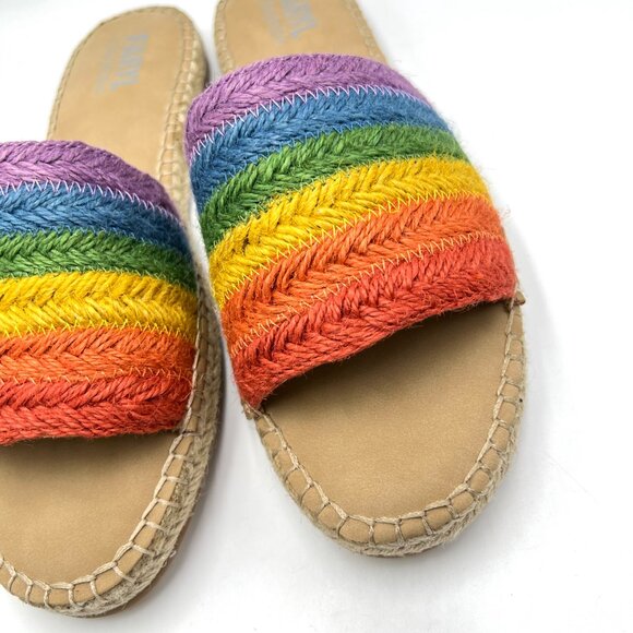 Faryl By Farylrobin Size 9.5 Rainbow Espadrille Flats Slides Sandals‎ Shoes - Picture 5 of 14